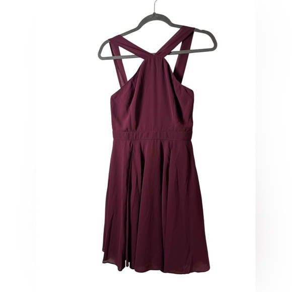 Lulus Burgundy Cross Strap Fit & Flare Dress Size Small NWT - Picture 2 of 9